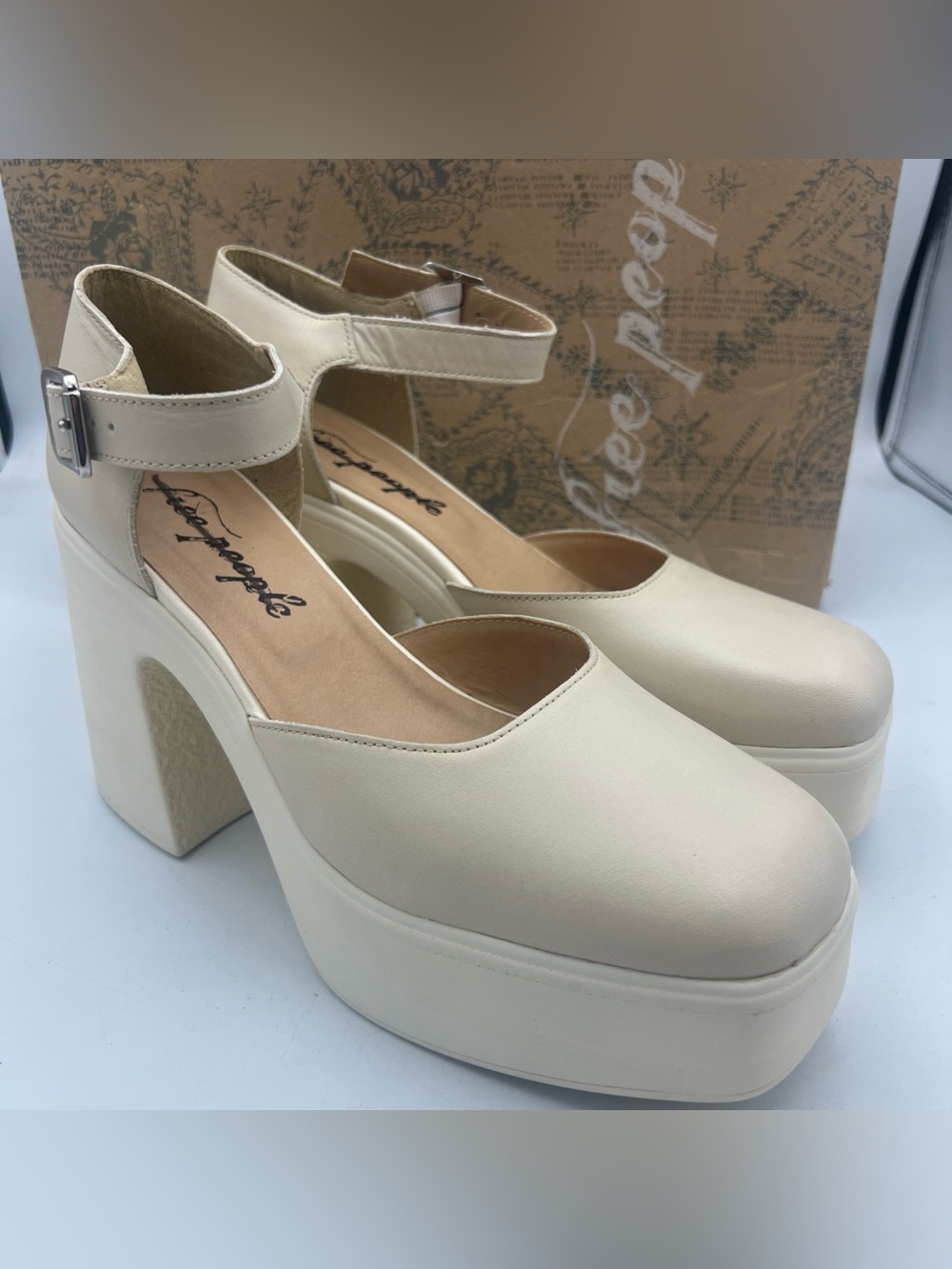 Free People Gwen Platform Block Heel Mary Jane Pumps AnkleStrap Women’s EU39 NEW - Picture 2 of 13